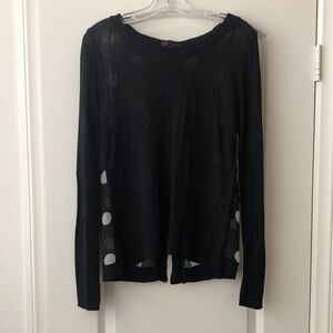 t/o Black Lightweight Long-Sleeve Crew Sweater